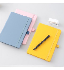 Wholesale Hardcover Skin-Feel Macaron Color Pu Leather Cover Journal Planner Notebook With Elastic Band & Pen Holder